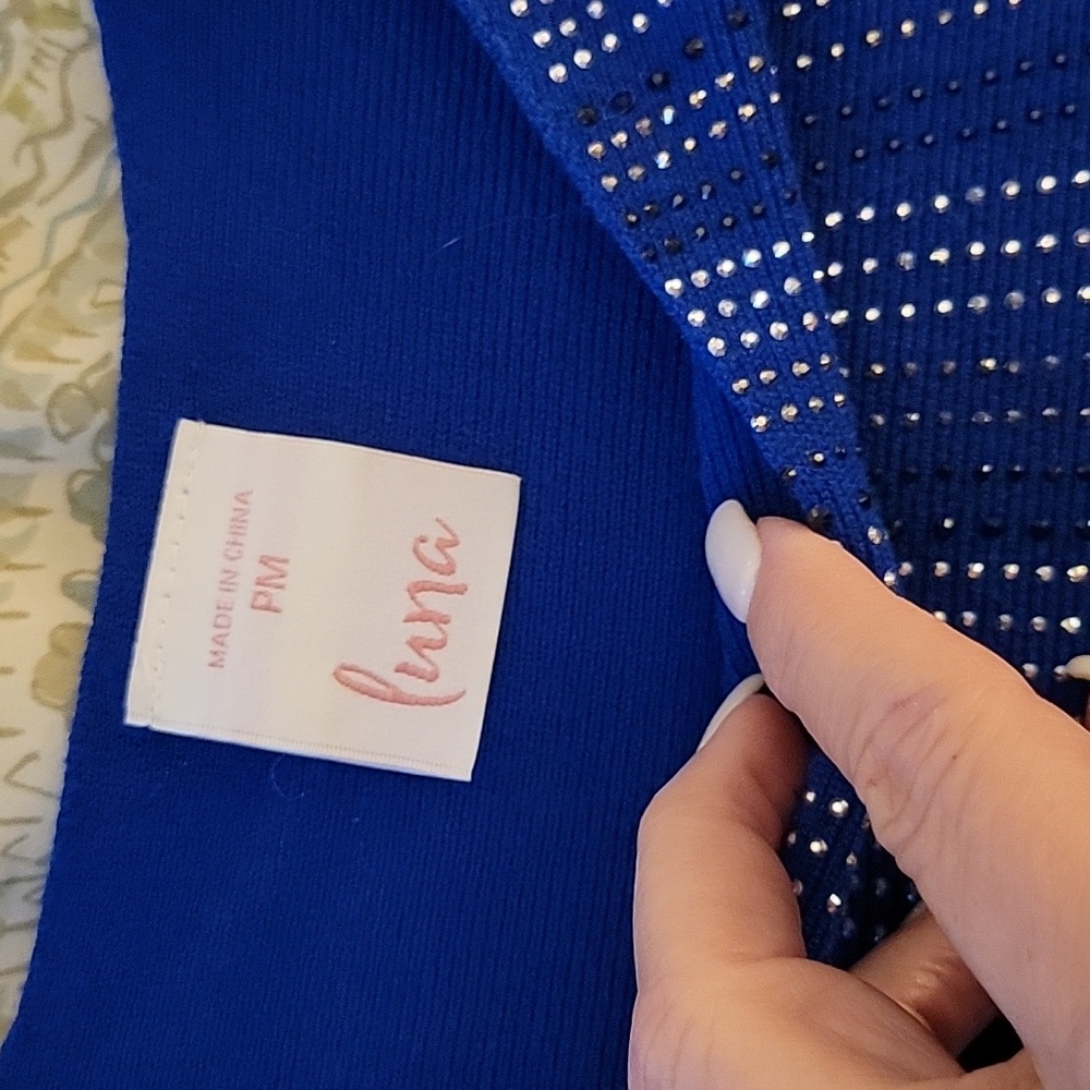 STARBURST SHIMMER EMBELLISHED KNIT TOP WITH ELBOW SLEEVES - Picture 9 of 10